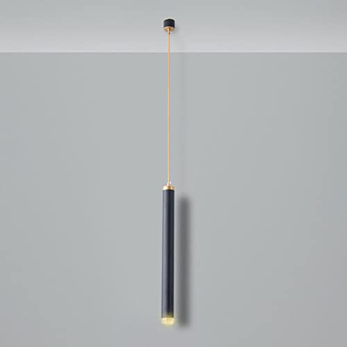 Luz de tubo colgante para isla de cocina y comedor moderno lámpara negra cilíndrica de 3W