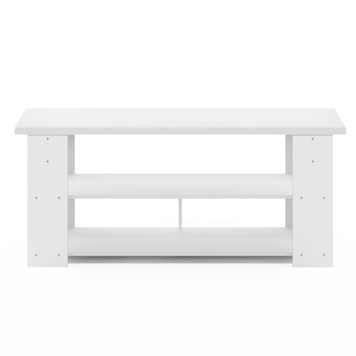 Image of Furinno Jaya TV Stand Up to 55-Inch, White | Open Back TV Console for TV up To 55 Inch, Easy Assembly, for Living Room, Bedroom