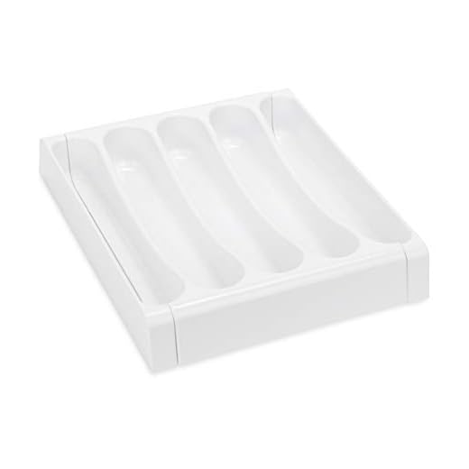 Camco Adjustable Cutlery Tray - Designed for RV and Compact Kitchen Drawers , Adjusts between 9" and 13" for An Easy Custom Fit -White (43503)