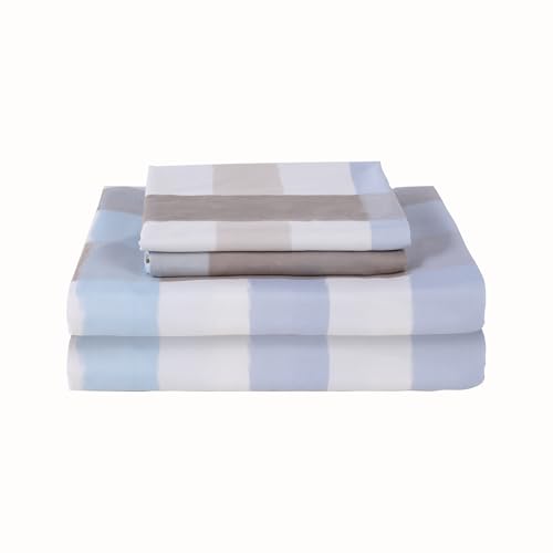 Image of Best Season Bed Sheet Set, Twin Size, 3 Pieces (Heart and Grid) | Soft Durable Microfiber, Deep Pocket, Stain Resistant, Fade & Wrinkle Resistant