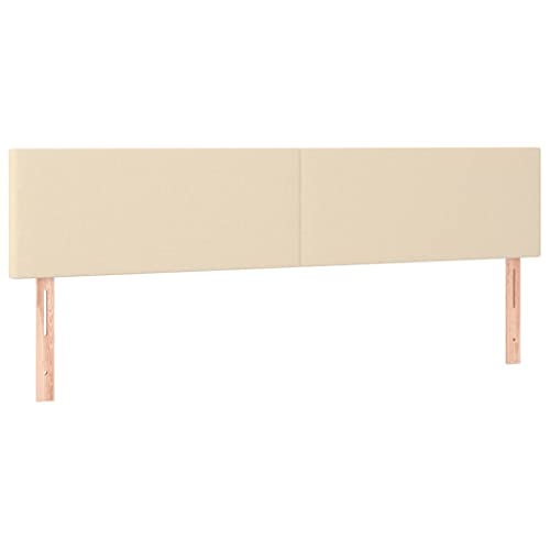 vidaXL 2 x Têtes de Lit Meubles de Chambre à Coucher Accessoires de Lit Simple Têtes de Cadre de Lit Intérieur Crème 90x5x78/88 cm Tissu