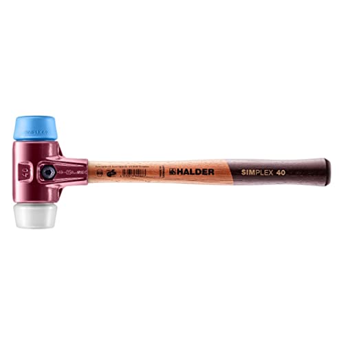 Image of Halder Simplex Mallet 40mm - Dual Faces, TPE-Soft & Superplastic Inserts, Cast Iron Housing with Protection Sleeve, Hickory Handle, Tiling, Stone & Construction - 3017.040
