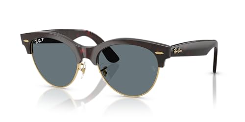 Ray-Ban Unisex Sunglasses Red Havana On Gold Frame, Dark Blue Polar Lenses, 54MM