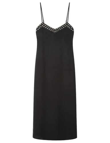 SPRINGFIELD Damen Midi Strappy Dress with Studs Trägerkleid, Schwarz, 42