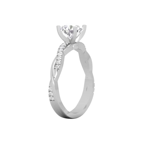 DIRI JEWELS D 1CT Round Moissanite Engagement Ring, Simulated Diamond Solitaire Ring, 14K Gold Plated Hypoallergenic Sterling Silver, Sterling Silver, Moissanite