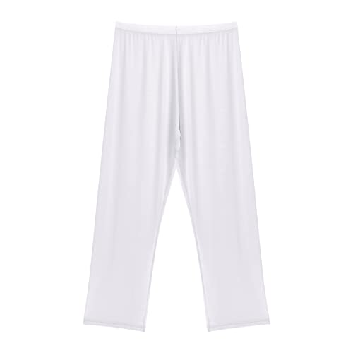 ABAFIP Men's Mesh Sheer Semi See Thru Low Waisted Pajama Bottoms Stretch Sleep Lounge Pants Homewear Trousers Nightwear Sleepwear White Large