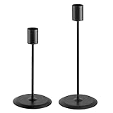 Matte Black Candle Holders, Set of 2 Decorative Candlestick Holders for Taper Candles, Metal Candle Stands for Home Decor, Wedding, Dinning, Party, Anniversary, Fits 3/4 Inch Thick Candle