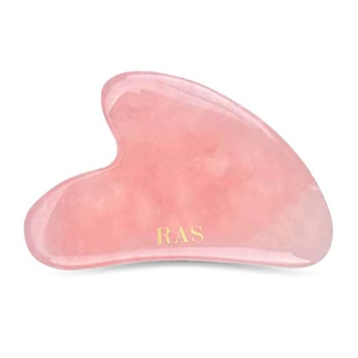 RAS Luxury Oils Rose Quartz Gua Sha; Made With 100% Authentic Rose Quartz Crystal; Lifts & Contours, Improves Skin Elasticity, Reduce Fine Lines & Wrinkles; Pack of 1