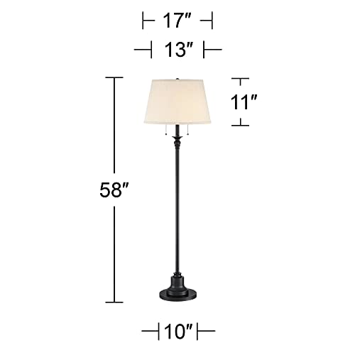 360 Lighting 1704-069 Spenser Traditional Floor Lamp Standing Exquisite 58 Inch Tall Oiled Bronze Brown Metal Thin Column Off-White Linen Fabric Empire Shade thumb #3
