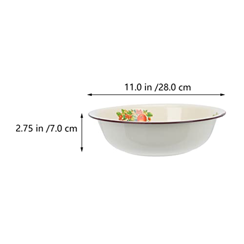 Tazón esmaltado vintage de 11.02 pulgadas con base antideslizante para cocina miniatura 6