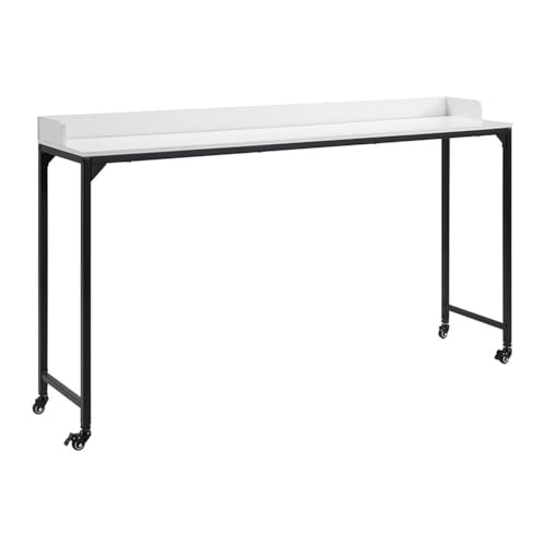 Pemberly Row Adjustable Height Over-The-Bed Desk with Castors in White
