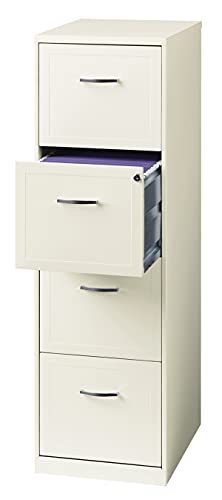 Space Solutions Deep Vertical 18" 4-Drawer Metal File Cabinet, Black, Pearl White #TOP3