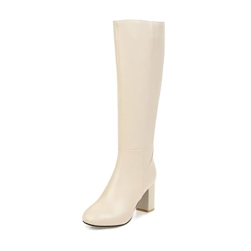 Bottes talon épais pour femmes assurant une démarche stable avec bout carré et zip latéral