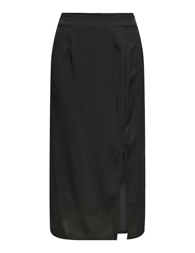 ONLY Onlnova Life Vis Lamar Slit - Falda Lisa para Mujer, Negro, XL