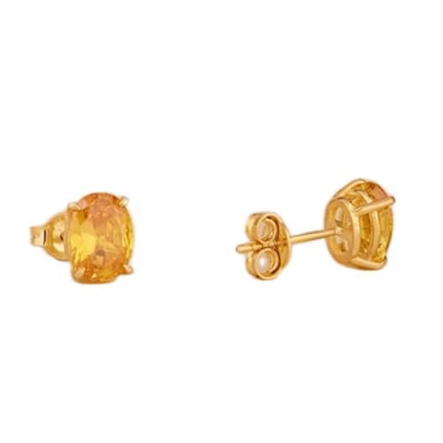 Boucles d'oreilles citrine ovale en argent doré pour femme