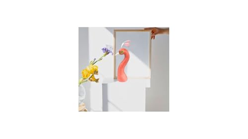 Estatua Decorativa Cabeza de Pavo Real Rosa en Resina miniatura 3