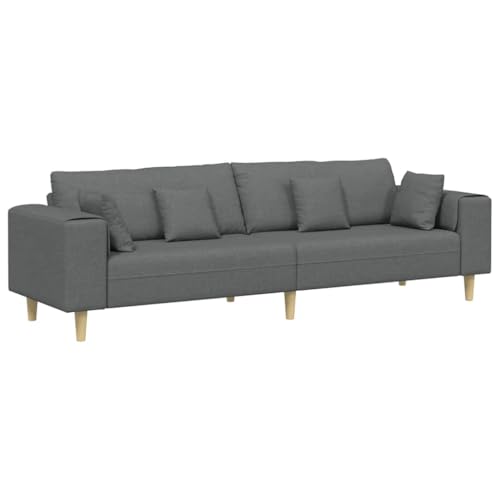 vidaXL Sofá con cojín Gris Oscuro 250 x 77 x 76 cm Tela, Sala de Estar, sofá Moderno, diseño Transpirable, Cojines de Resorte, sillón Elegante, Mueble clásico para el hogar