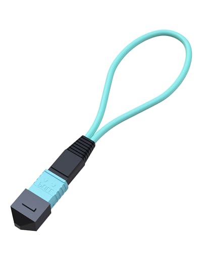 Image of OM3 Multimode MPO to MPO Fiber Optic Loopback Test Cable | MTP 12-Fiber Loopback Tester Cable, 50 /125 Type B Female Connector, Ideal for High-Speed Network Link Testing