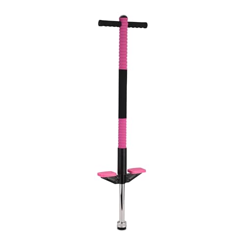Relaxdays Pogo Stick, für Kinder, Springstock bis 35 kg, gepolststert, Sprungstab Outdoor, rutschfest, Edelstahl, pink