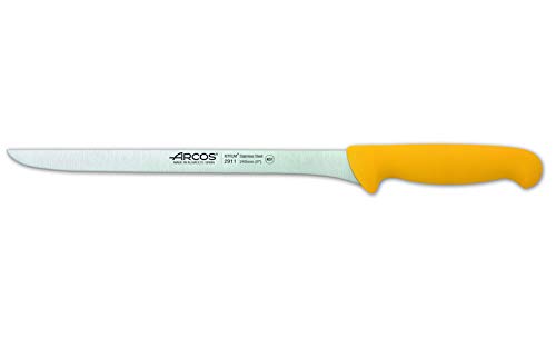 Arcos Serie 2900 - Box 6 Stück Schneidmesser Schinkenmesser - Klinge Nitrum Edelstahl 240 mm - HandGriff Polypropylen Farbe Gelb (6 pcs)