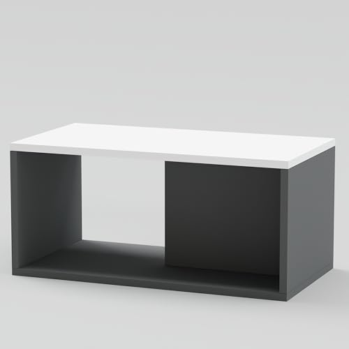 Image of Modern Coffee Table, Grey & White, 90x50x45cm