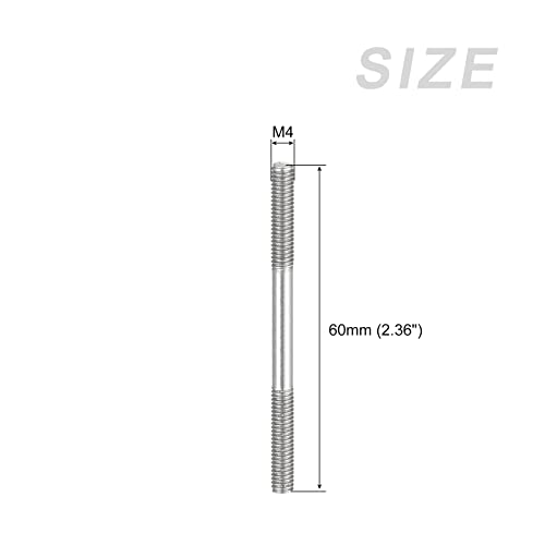 METALLIXITY Doppelseitige Stiftschrauben (M4-Gewinde 60 mm Länge) 5 Stück, 304 Edelstahl-Doppelgewindebolzen – für die Hauswartung