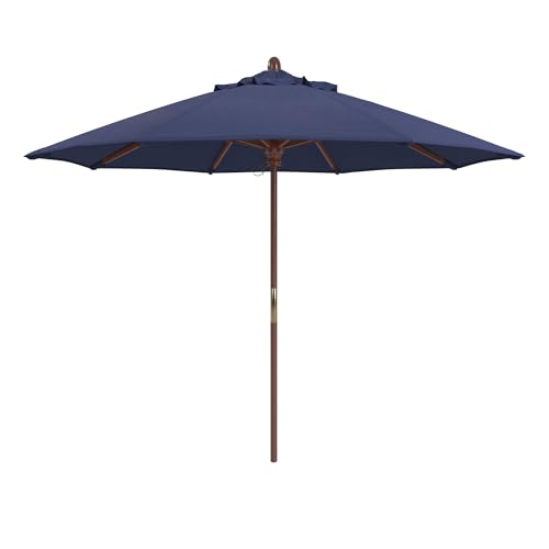 California Umbrella 9' Premium Commercial Hardwood Patio Umbrella, Manual Lift
