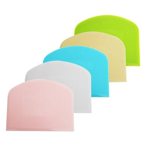 5 Pack Dough Scraper, Plastic Bench Scraper for Baking, Plastic Flexible Scrapers, Cake Baking Bench Scrapers Food-safe Plastic Dough Cutter for Bread Dough & Cake