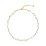 NHTISGRUE Collar de perlas imitación vintage irregular ajustable femenino minimalista cadena clavícula collares blancos collares de cuentas para bodas