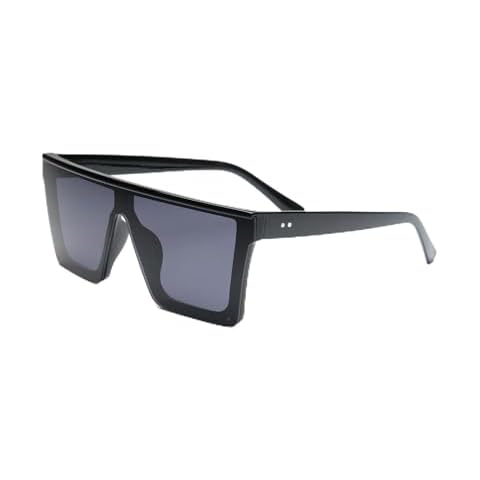 SG Essentials Oversized Flat Top Sunglasses Vintage Square Sunglasses | Black Frames & Black Lenses & Silver Studs On the Side | Sunglasses for Unisex | Square Shades UV Protection - Black Cover