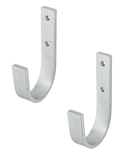 Gedotec Wandhalterung - Universal-Haken Stahl verzinkt | 2 Stück Leiterhaken gebogen 55 x 110 mm | Gerätehaken inkl. Befestigungsmaterial | Allzweckhaken aus Metall | Wandhaken zum Schrauben