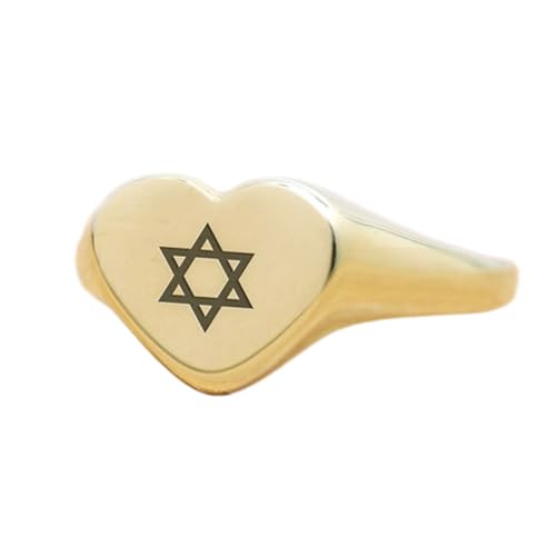 Bague étoile cœur en argent 925 plaqué or style vintage style chevalière faite main LK_PDR_00852