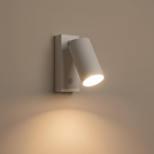 maolo Applique da Parete Spot Orientabile GU10 con Interruttore | Lampada da Lettura Moderna in Alluminio | Luce da Comodino Camera da Letto Hotel Ufficio | Bianco/Nero (Bianco)