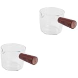 Uonlytech 2 Ausgießbecher aus Glas mit Holzgriff für Kaffeezubereitung