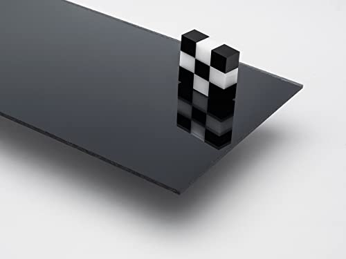 Image of AZM Displays 1 /8 inch (3mm) Black Mirror Acrylic Plexiglass Plastic Sheet 12 inch x 12 inch Nominal Size