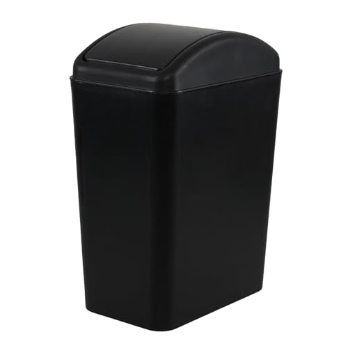 Image of 4.5 Gallon Plastic Swing Top Garbage Bin, Slim Trash Can with Lid for Kitchen, Office, Bedroom, 1 Pack(Black)