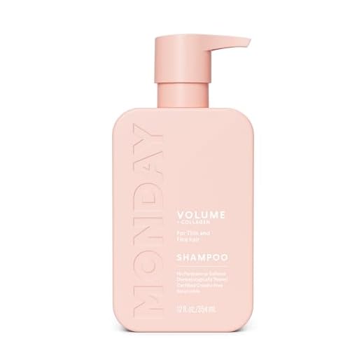 MONDAY HAIRCARE Volume Shampoo 12oz for Thin, Fine, and Oily Hair, Made from Coconut Oil, Ginger Extract, & Vitamin E, 100% Recyclable Bottles (350ml), Pink (10428)