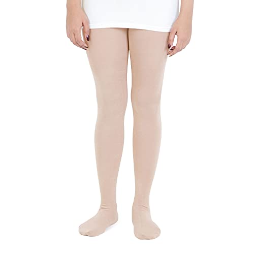 Image of Bonjour Plain Knitted Tights For Girls - Skin