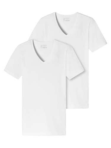 Schiesser Herren 2 Pack Unterhemd V-ausschnitt Mit Arm - 95/5 Organic Unterwäsche, Weiss_173982, M EU