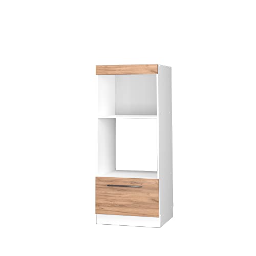 Vicco Armario para microondas Fame-Line, Roble Dorado/Blanco, 60 cm Abierto