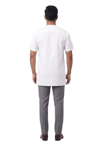 Image of Men's Cotton Halfsleeve Short Kurta for Summer | Summer Mens BANDI White| Size 38-40-42-44-46-48-50
