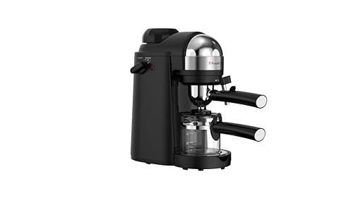 Image of Russell Hobbs RCM800C5 Espresso Machine with Integrated Frother 5 Bar Cappuccino & Latte Maker with Stainless Steel Filter Detachable Drip Tray Glass Carafe Overheat Protection 4 Cups