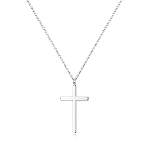 M MOOHAM Cross Necklace for Women, Silver Cross Pendant Necklace for Women