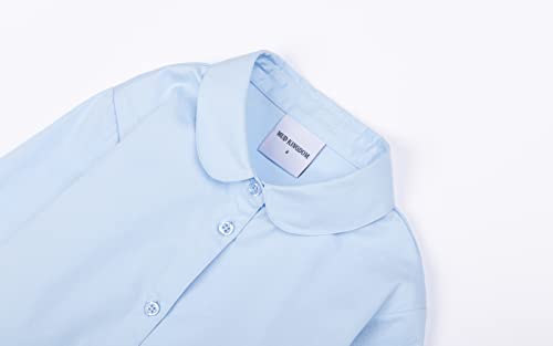 Image of Mud Kingdom Girls Dress Shirts School Uniform with Peter Pan Collar Poplin Long Sleeve