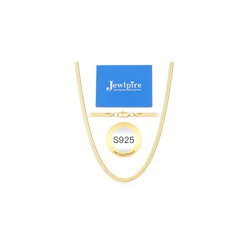 Jewlpire 18K Gold Herringbone Necklace for Women, Gold Necklace for Women 3mm Herringbone Chain Necklace Dainty Women's Chain Necklaces, Gold Chain 22 Inch