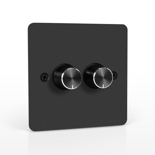 VIPMOON DC 12V/24V LED Dimmer Switch, 2 Gang 120W PWM Dimmer with Rotary Brightness Control and Push On/Off, Compatible with Dimmable LED/Halogen Lights for Caravan, Motorhome, Campervan, Boat, Van