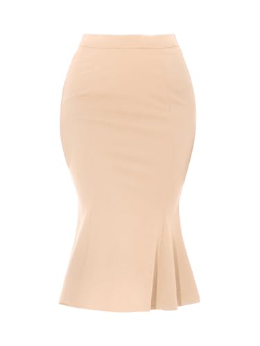 Allegra K Women's Bodycon Skirt High Waist Ruffle Hem Fishtail Mermaid Midi Skirt