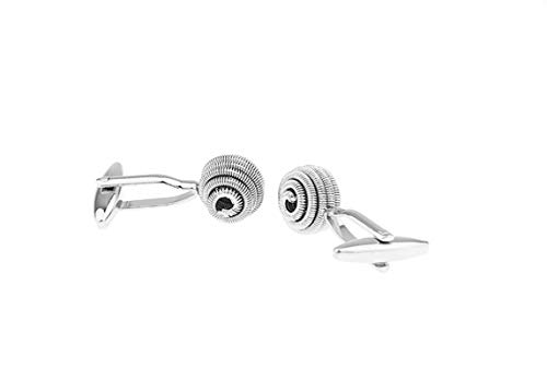 Mancuernillas clásicas de esfera de hilo plateadas para hombre miniatura 1