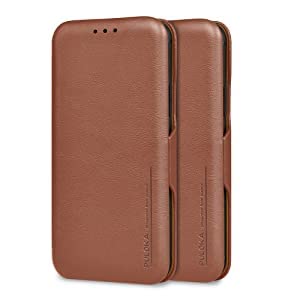 Image of PULOKA iPhone SE /7 /8 PU Leather Slim Flip Case Cover with Card Holder Compatible with iPhone SE /iPhone 7 / iPhone 8 (Brown)