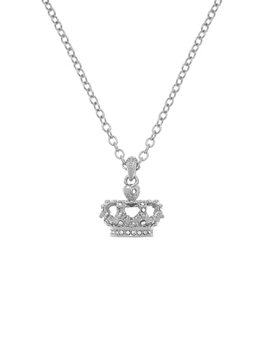 Juicy Couture Crystal Heritage Crown Pendant Necklace for Women (Silver/Clear Crystal)